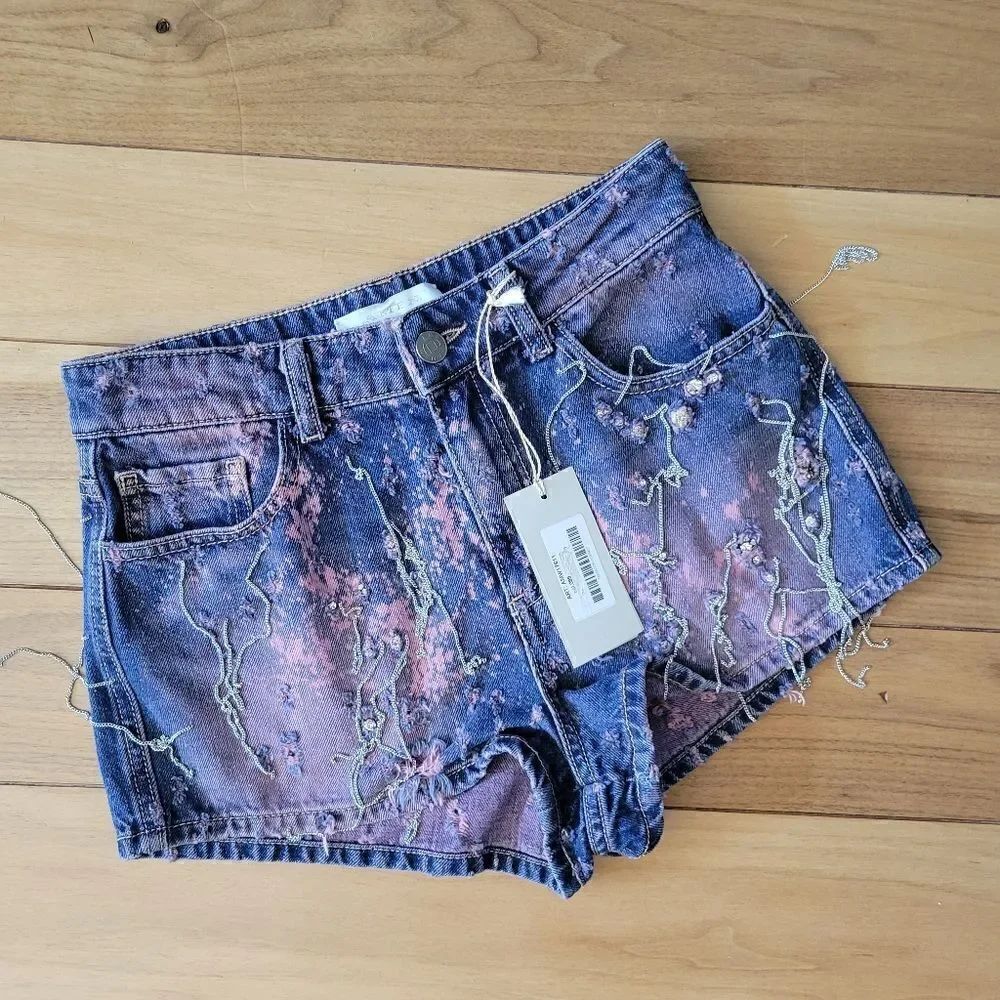 AMEN COUTURE Chain tessle Hot Denim Shorts size 40 4 S